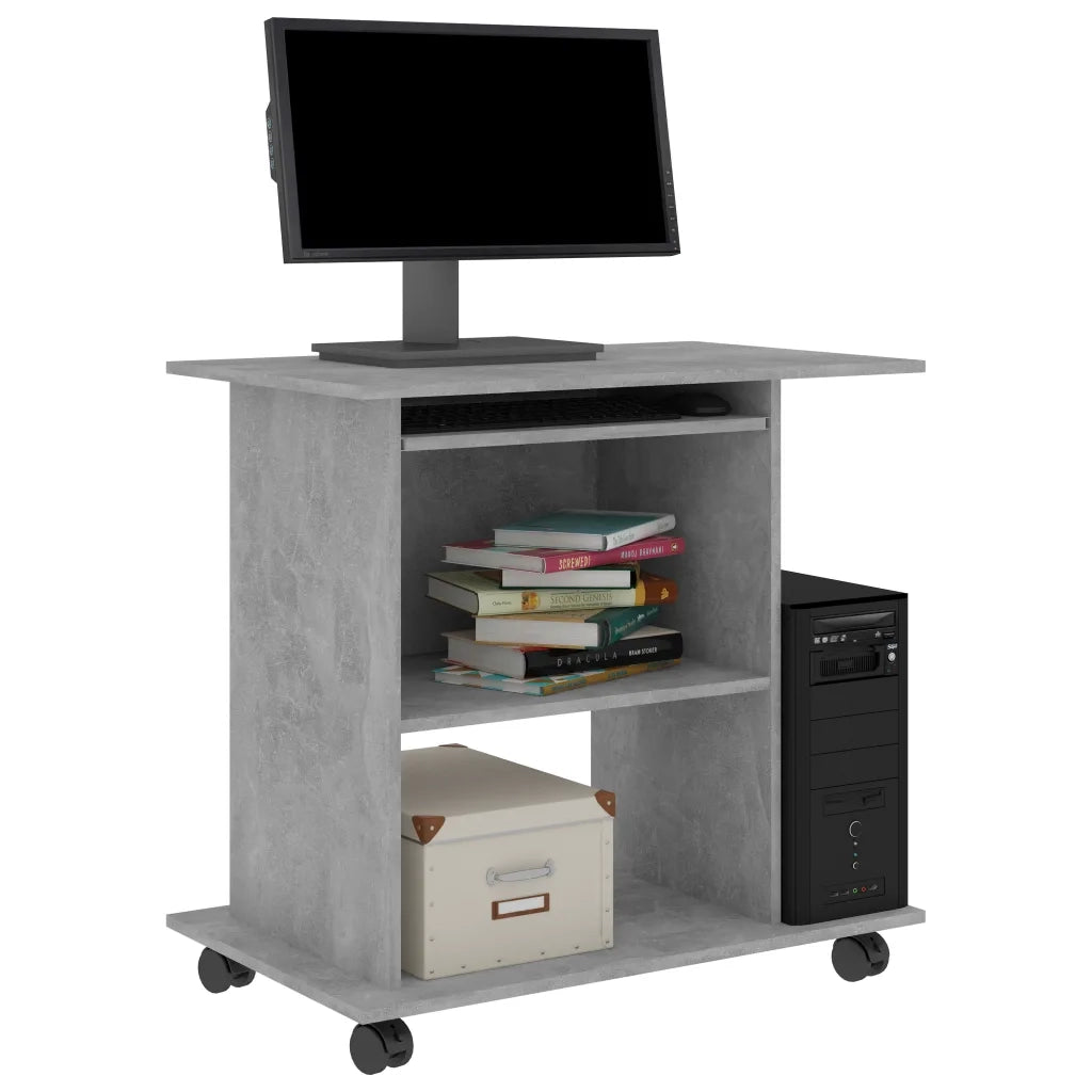 Scrivania Computer-Scrivanie per ufficio e studio Grigio Cemento 80x50x75 cm Legno Multistrato