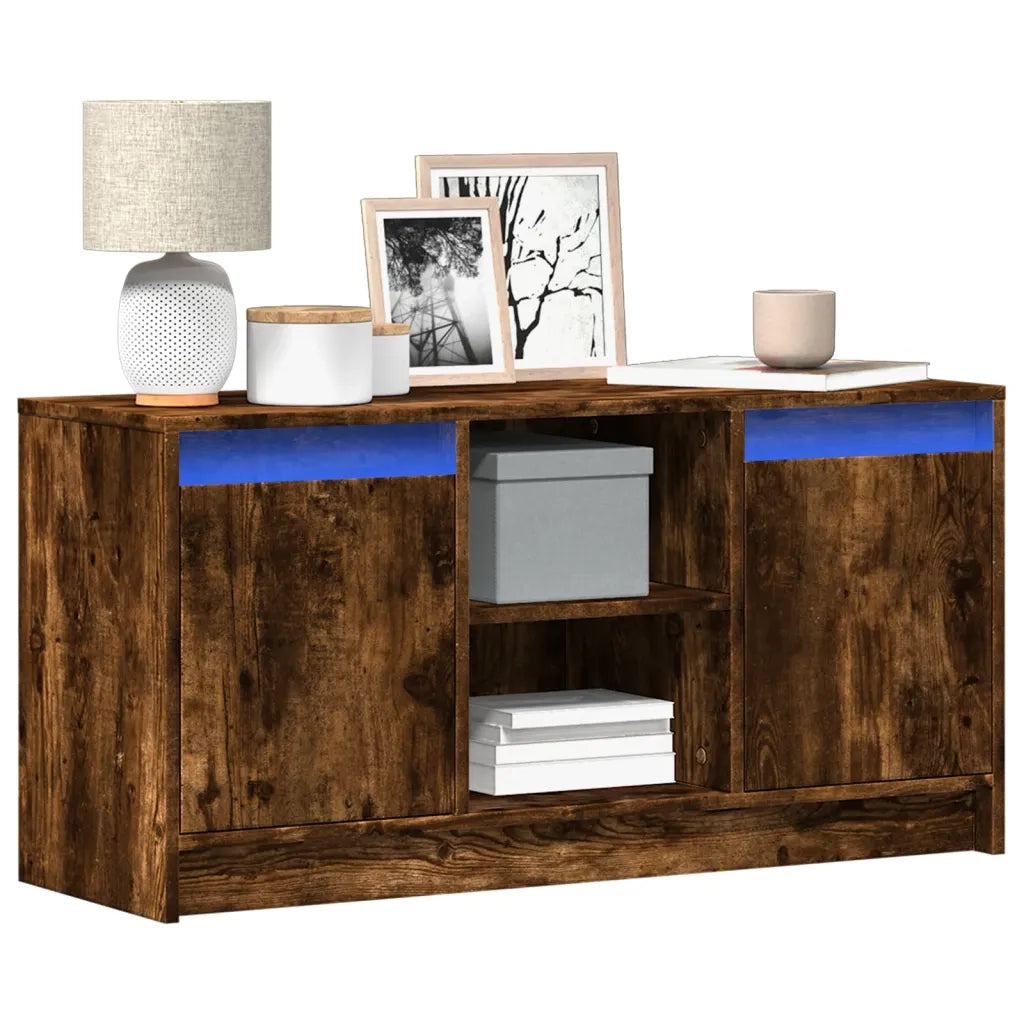 Mobile Porta TV con LED-Mobile per TV-Credenza TV Rovere Fumo 100x34x50 cm in Truciolato 683364