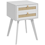Comodino Bianco con 2 Cassetti Stile Cannage ¨C Minimal ¨C 40x40x60 cm