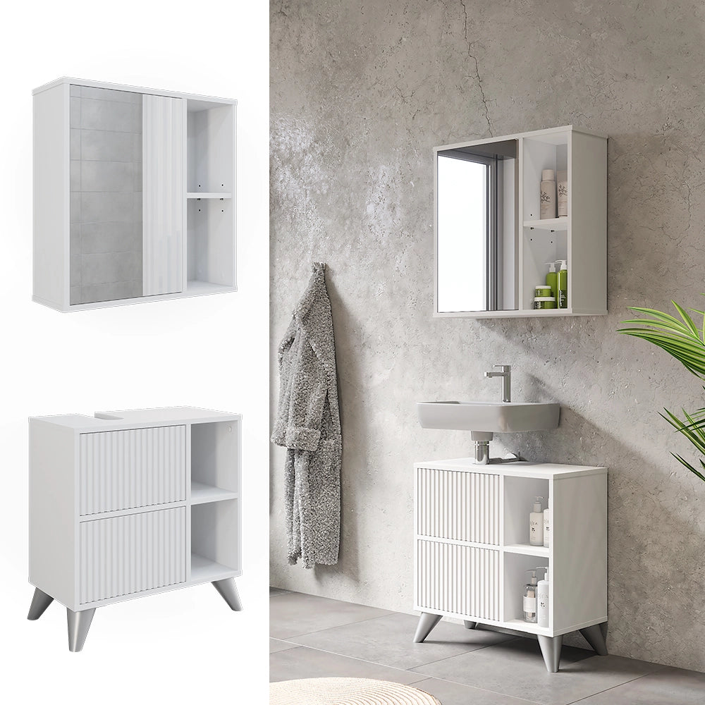 Vicco Set di mobili da bagno Bianco 2 parti