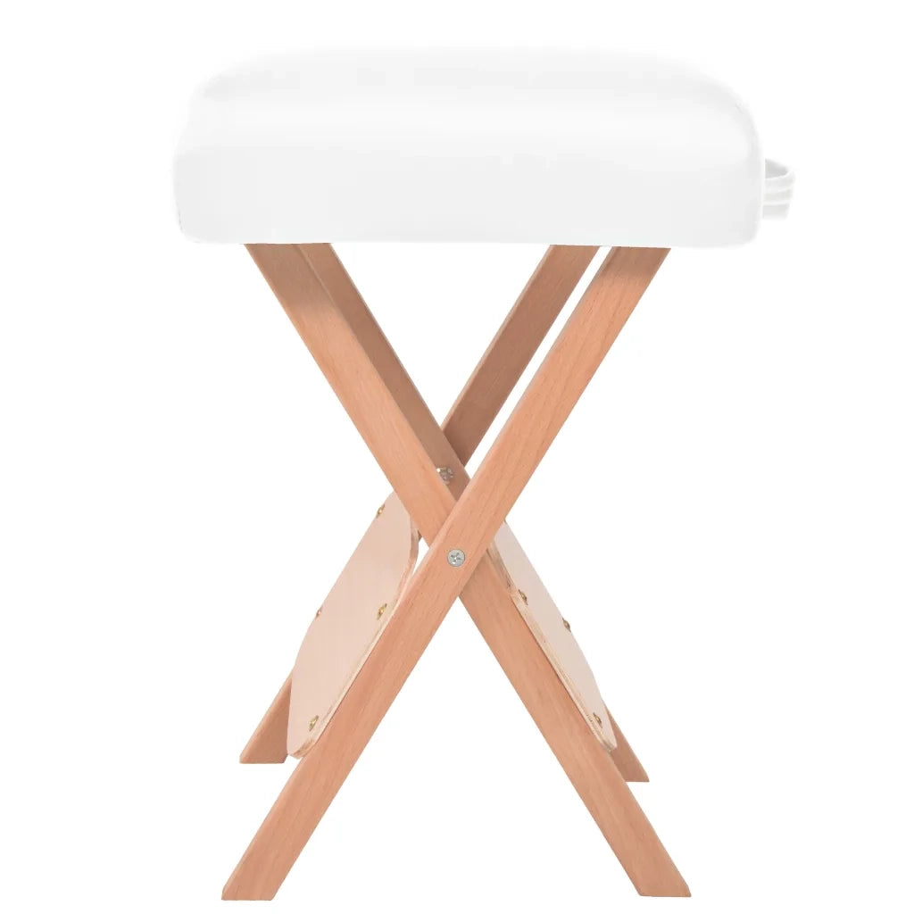 Set Lettino Massaggio Pieghevole 3 Zone 10 cm e Sgabello Bianco 110156