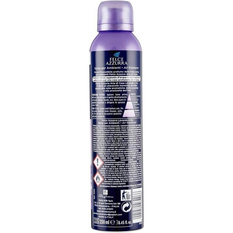SET 5 FELCE AZZURRA ARIA DI CASA SPRAY PROFUMATORE D'AMBIENTE LAVANDA E IRIS 250 ML