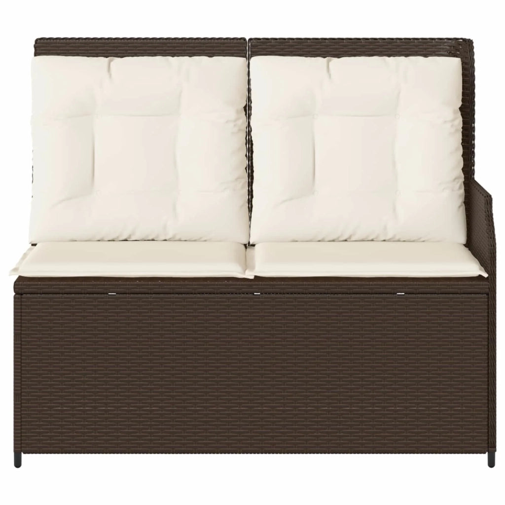 Panchina da giardino con cuscino Nero e Bianco Crema polyrattan 3394441