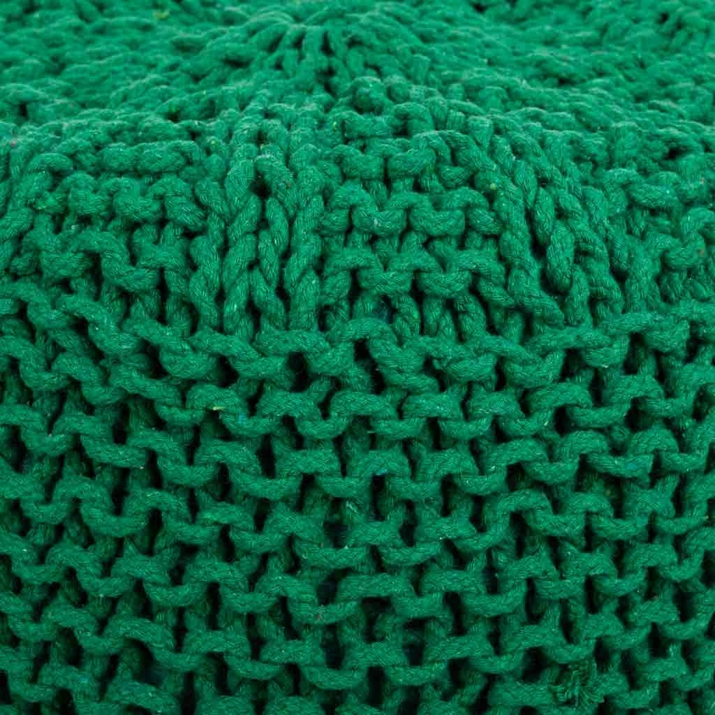 Puff de algodón trenzado verde 38x38x30