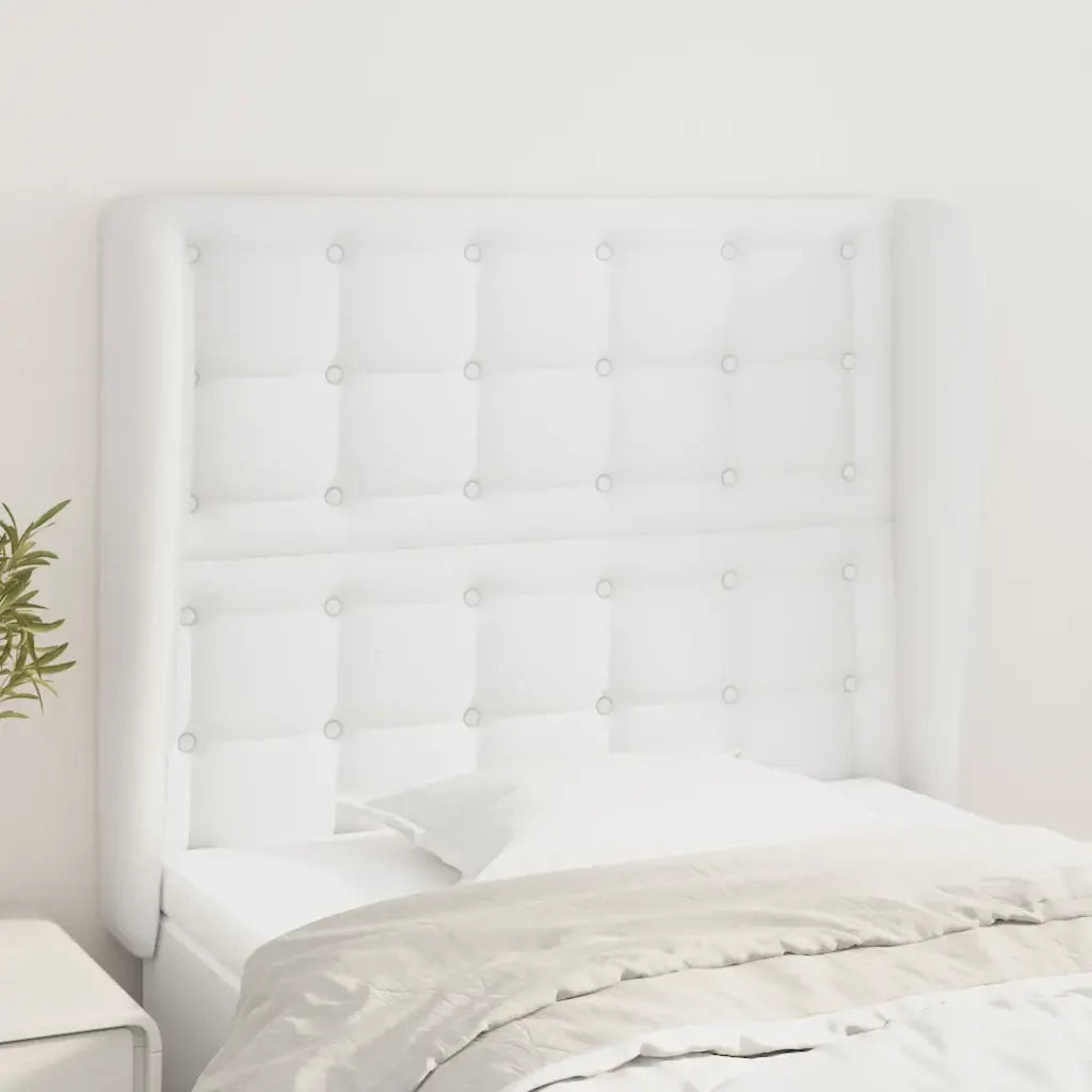 Testiera | Testata ad Orecchio Bianca 93x23x118/128 cm in Similpelle