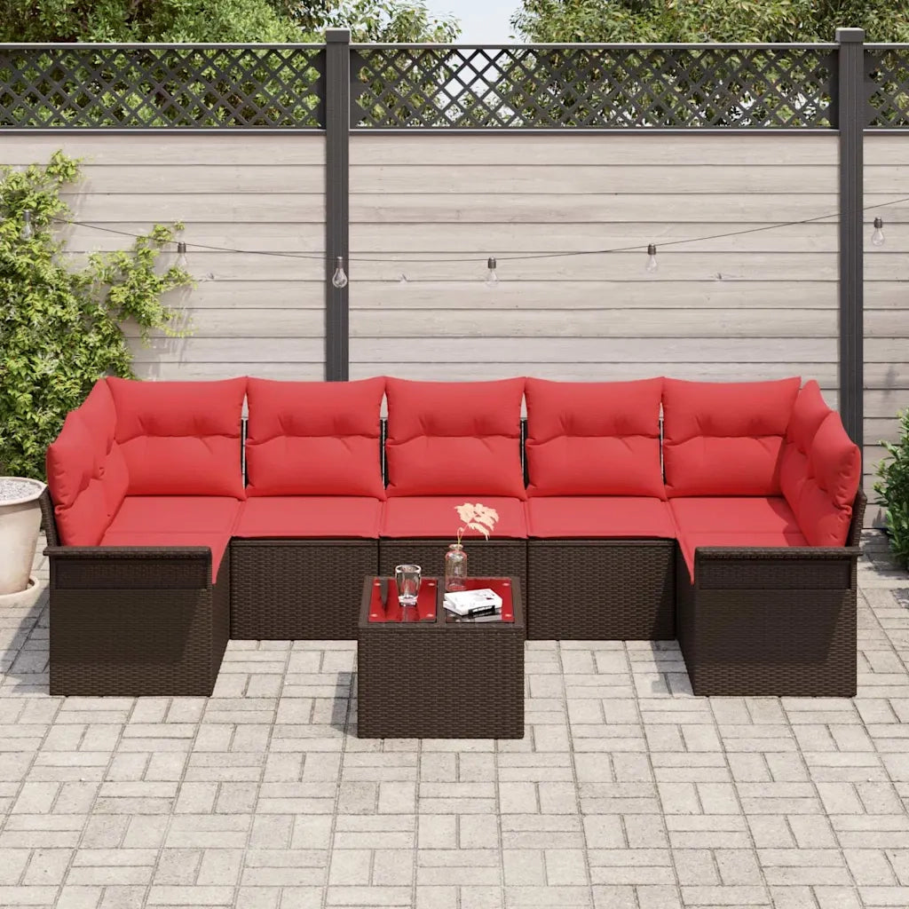 Set Divano da Giardino 8 pcs Marrone polyrattan 3345284