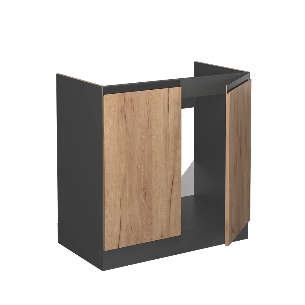Vicco Mobile lavello cucina Quercia dorata 80 cm Marmo AP