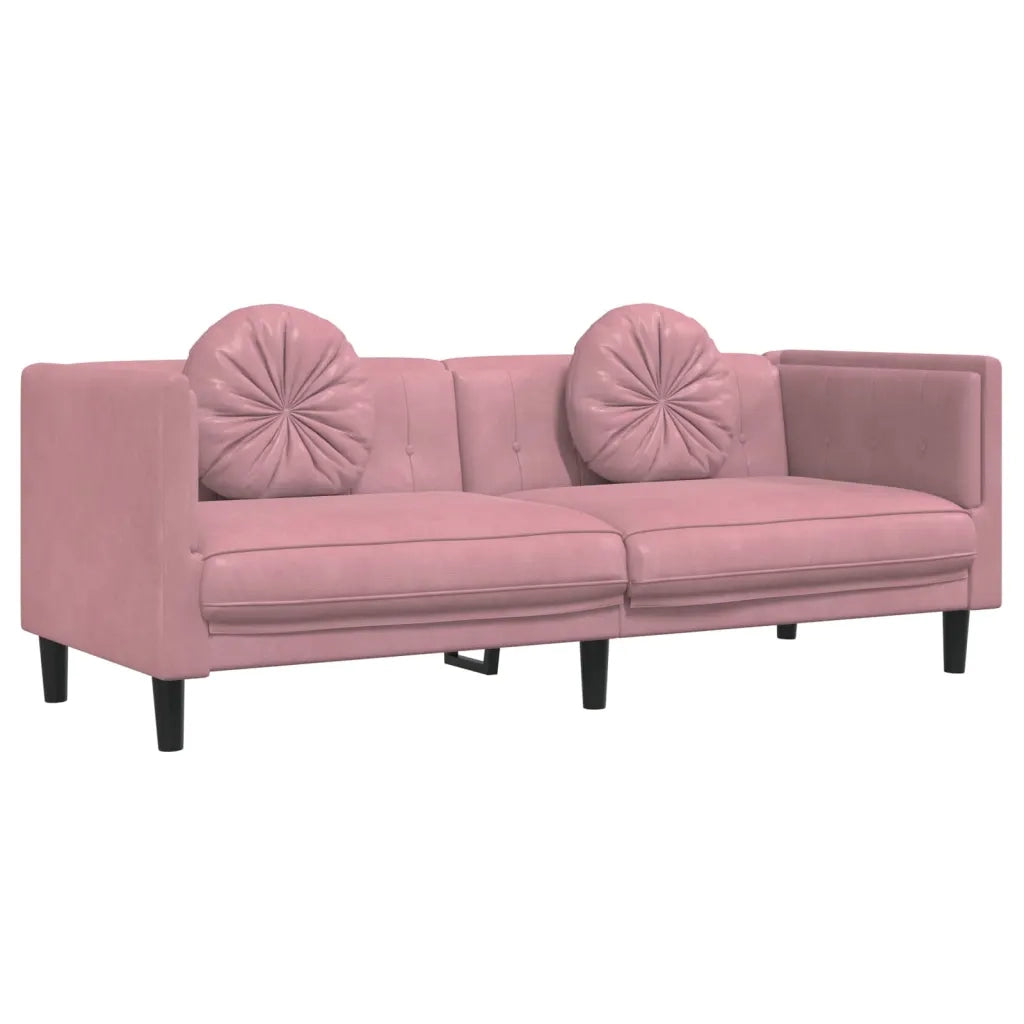 Set di Divani 2 pz con Cuscini Rosa in Velluto