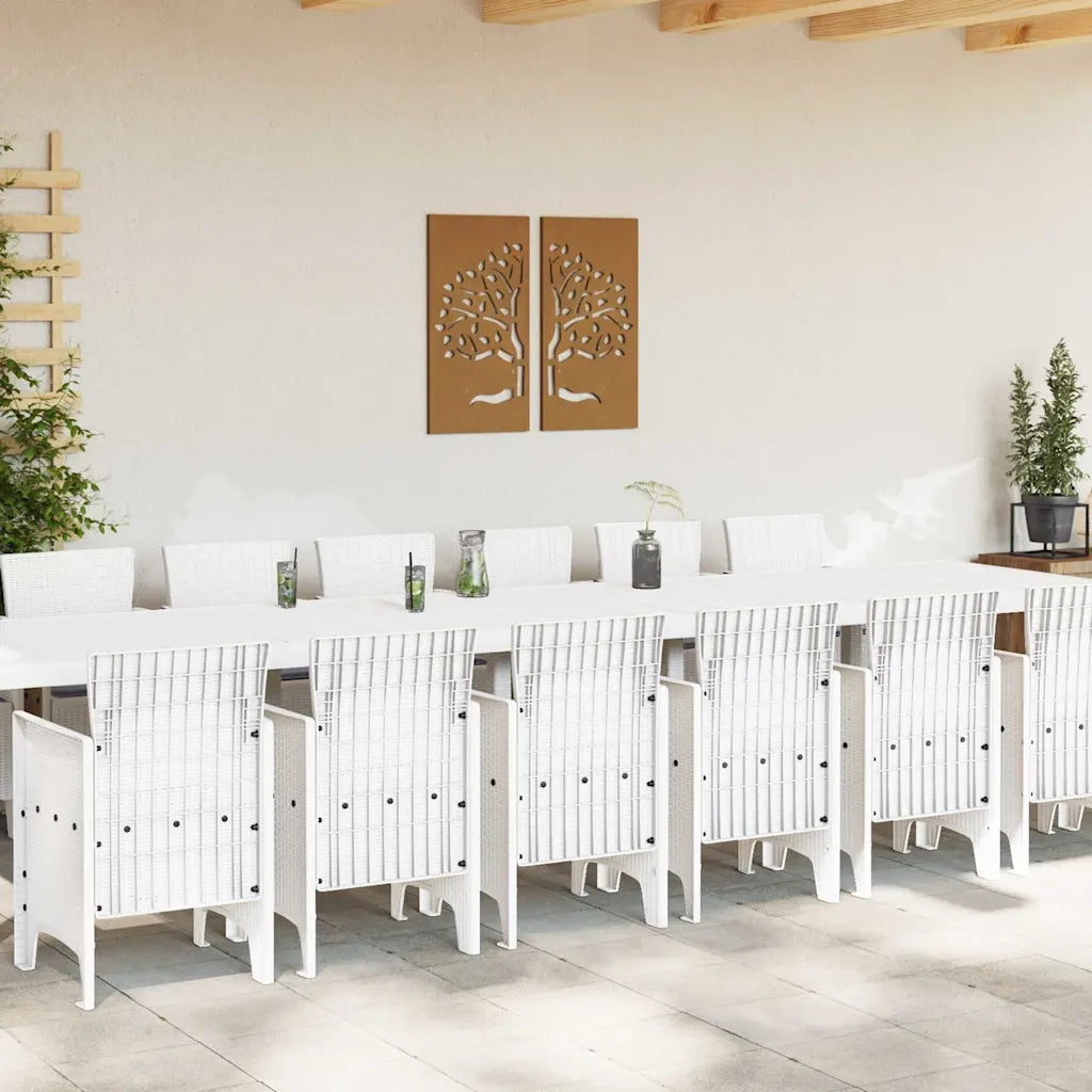 Set da pranzo da giardino con cuscini 15 pcs Bianco PP 3378805