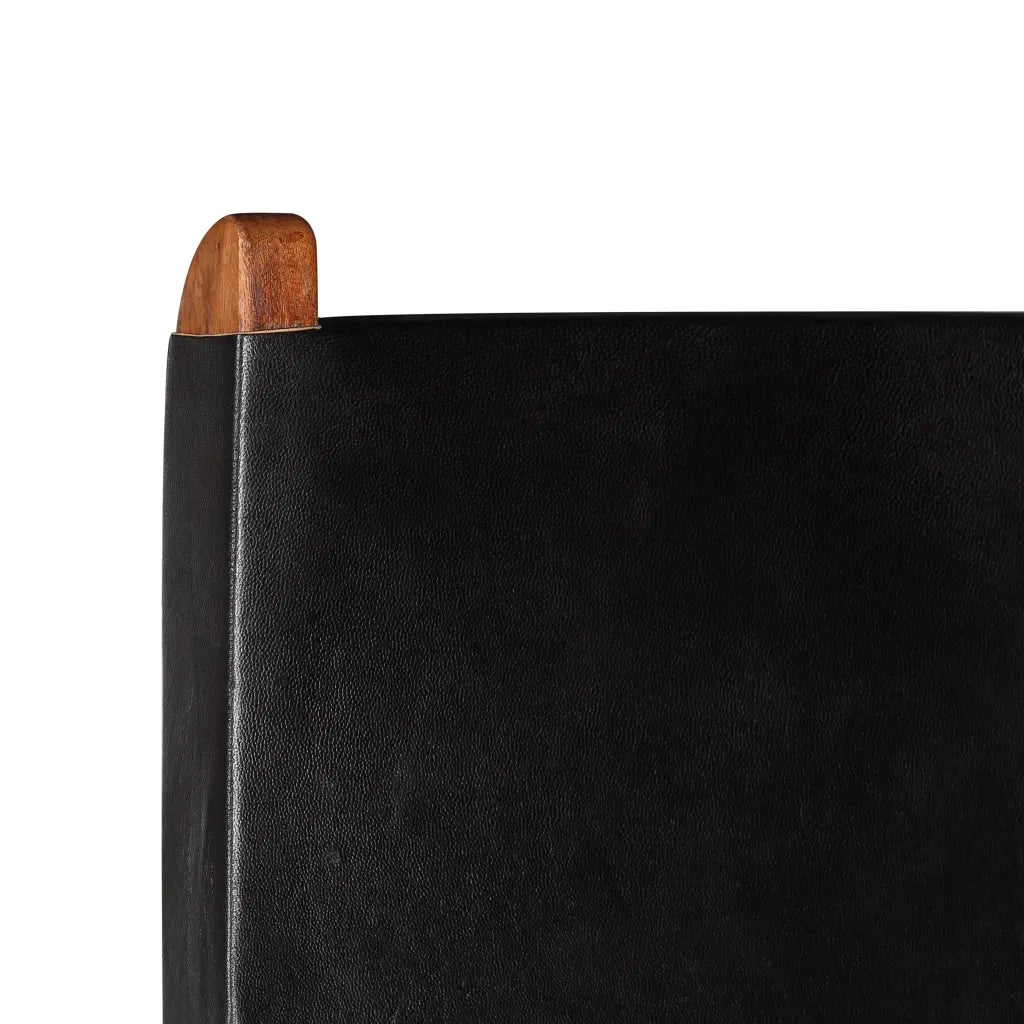 Poltrona Rilassante Pieghevole Nera in Vera Pelle 246364