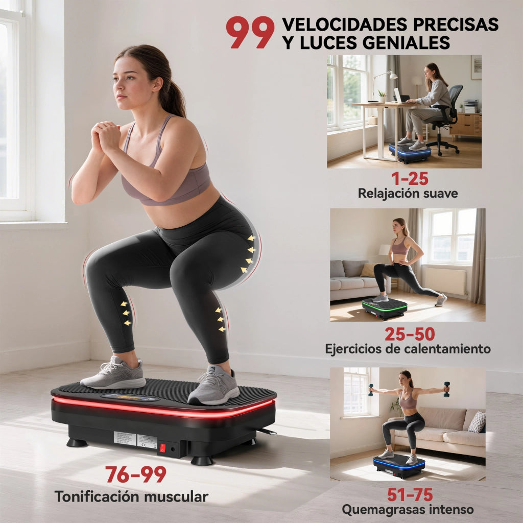 Piattaforma Vibrante ¨C Minimal ¨C 99 Velocit¨¤ 3 Programmi Bluetooth LED Telecomando
