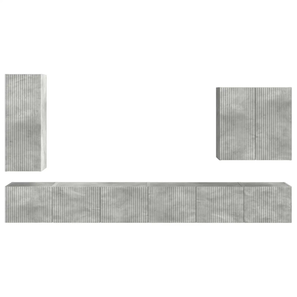 Set di Mobiletto da TV a Parete 6 pcs Grigio cemento 3408946