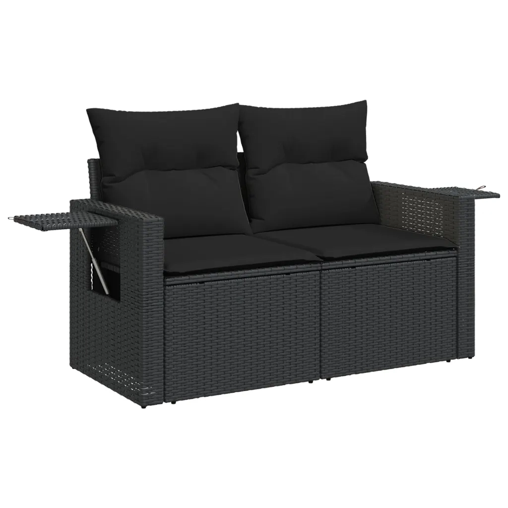 Set Divani da Giardino 5 pz | Set Salotto da Giardino con Cuscini in Polyrattan Nero