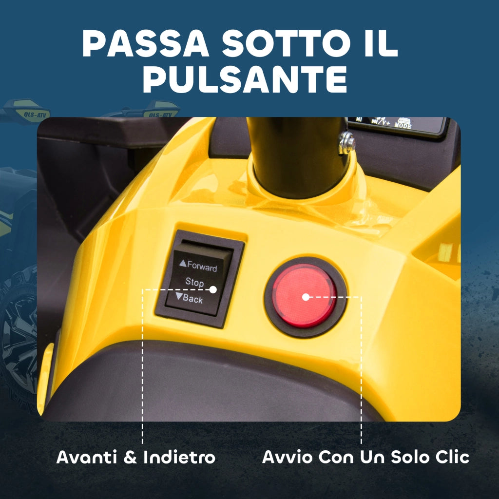 Quad Elettrico per Bambini 12V ¨C Minimal ¨C Giallo 100x65x73