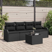 Set Divano da Giardino Nero polyrattan