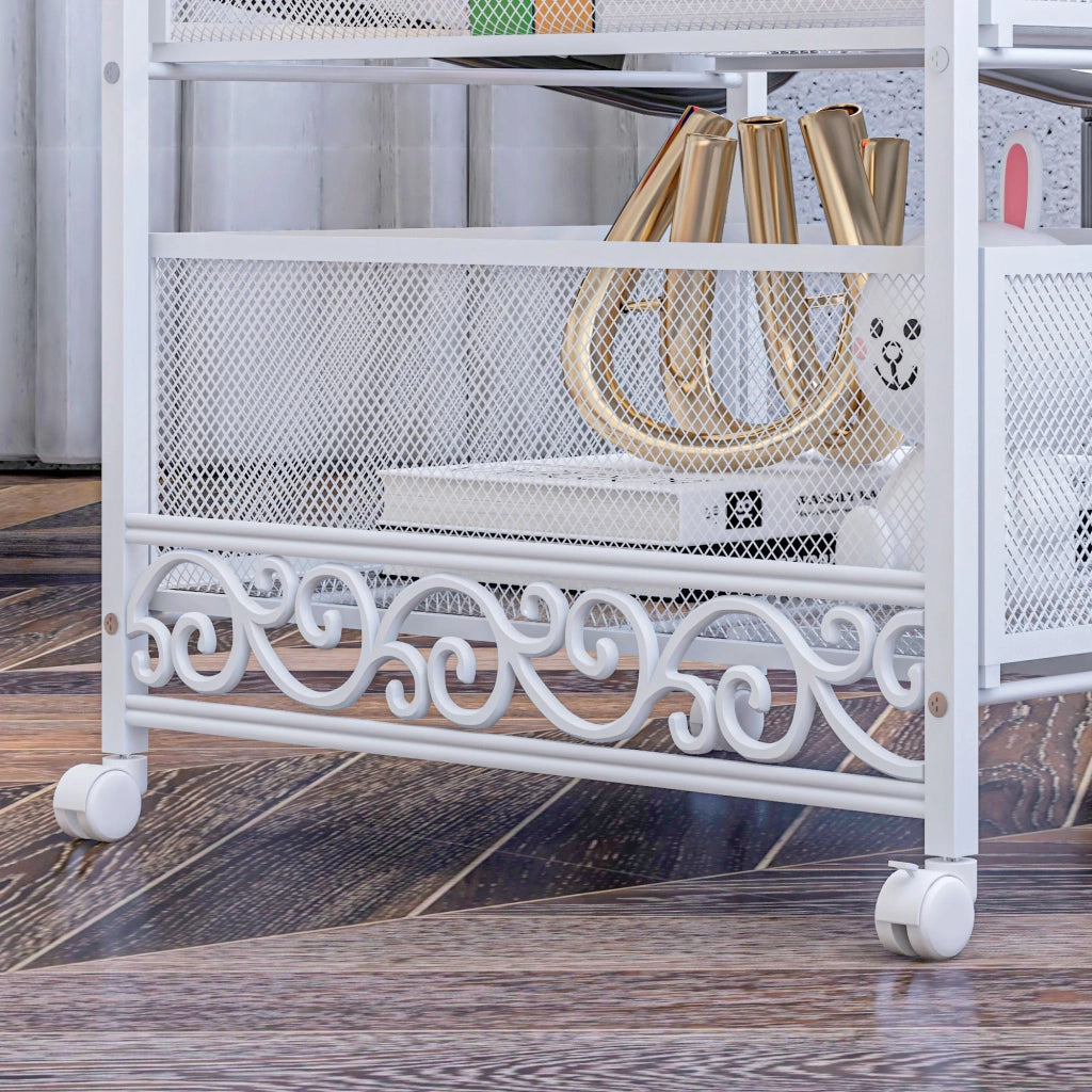 Carrello multiuso 3 ripiani con ruote e cestini ¨C Xylo ¨C Bianco 34x29,5x57,5cm