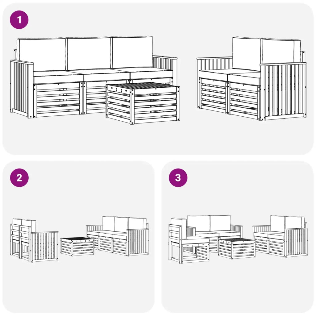 Set divani Legno di Acacia Massello 3391390
