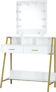 Tavolo di trucco con specchio e illuminazione - stile spaziale e elegante - 90x40x135 cm