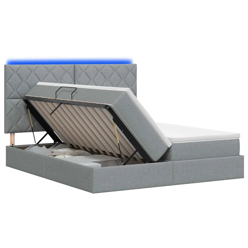 Letto con contenitore LED e materasso Grigio Chiaro 3460248