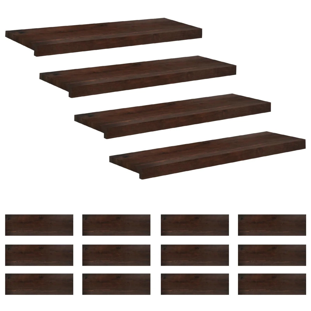 Tappeti per scale 16 pz 80 x 25 x 2 cm Marrone Scuro 3446449