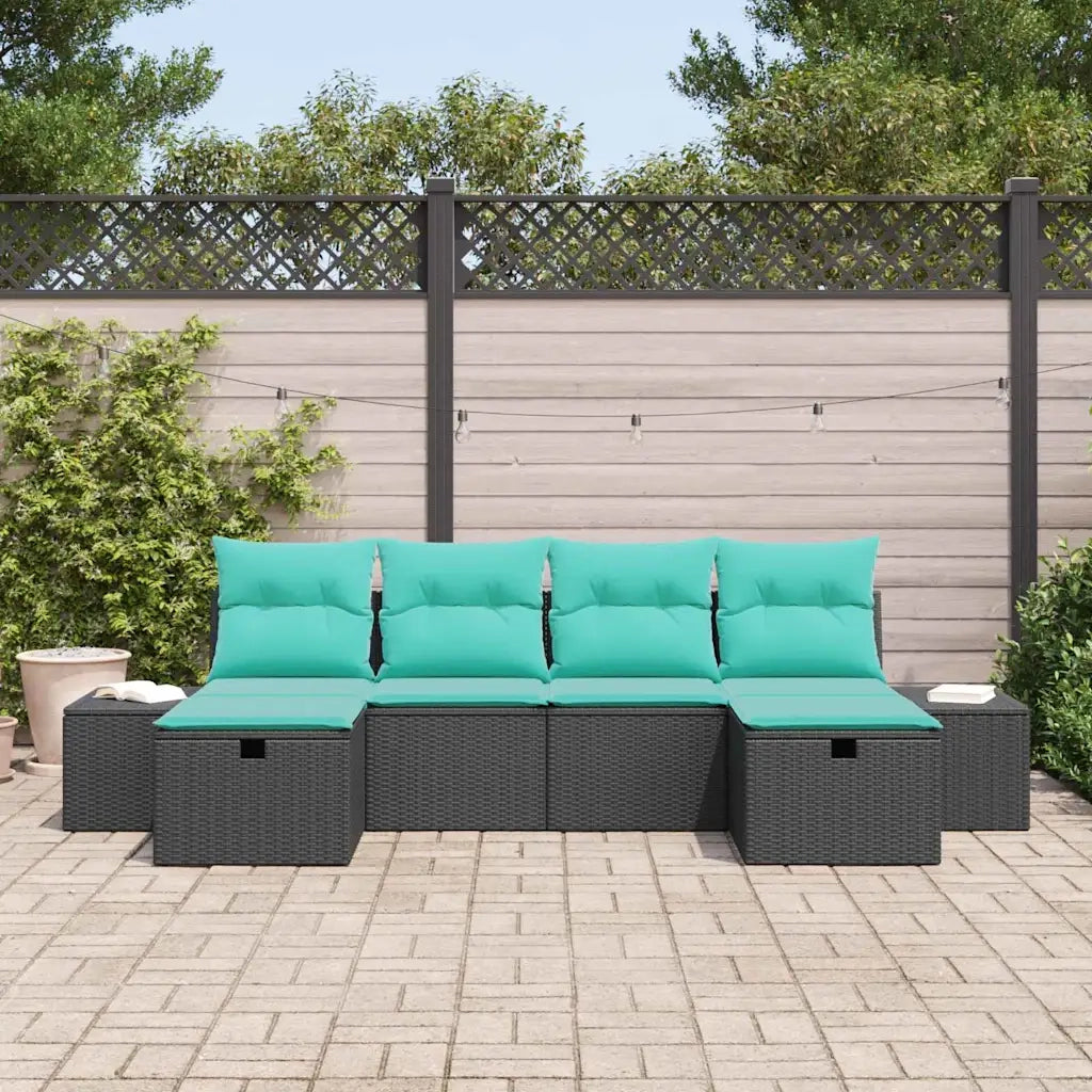 Set Divano da Giardino 6 pz Nero polyrattan 3360757