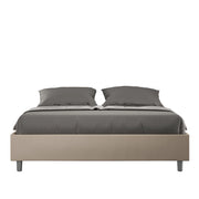 BS COM Letto matrimoniale senza rete imbottito 160x210 similpelle tortora