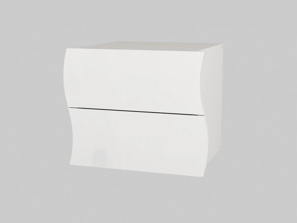 Comodino camera da letto 2 cassetti bianco lucido Onda Smart