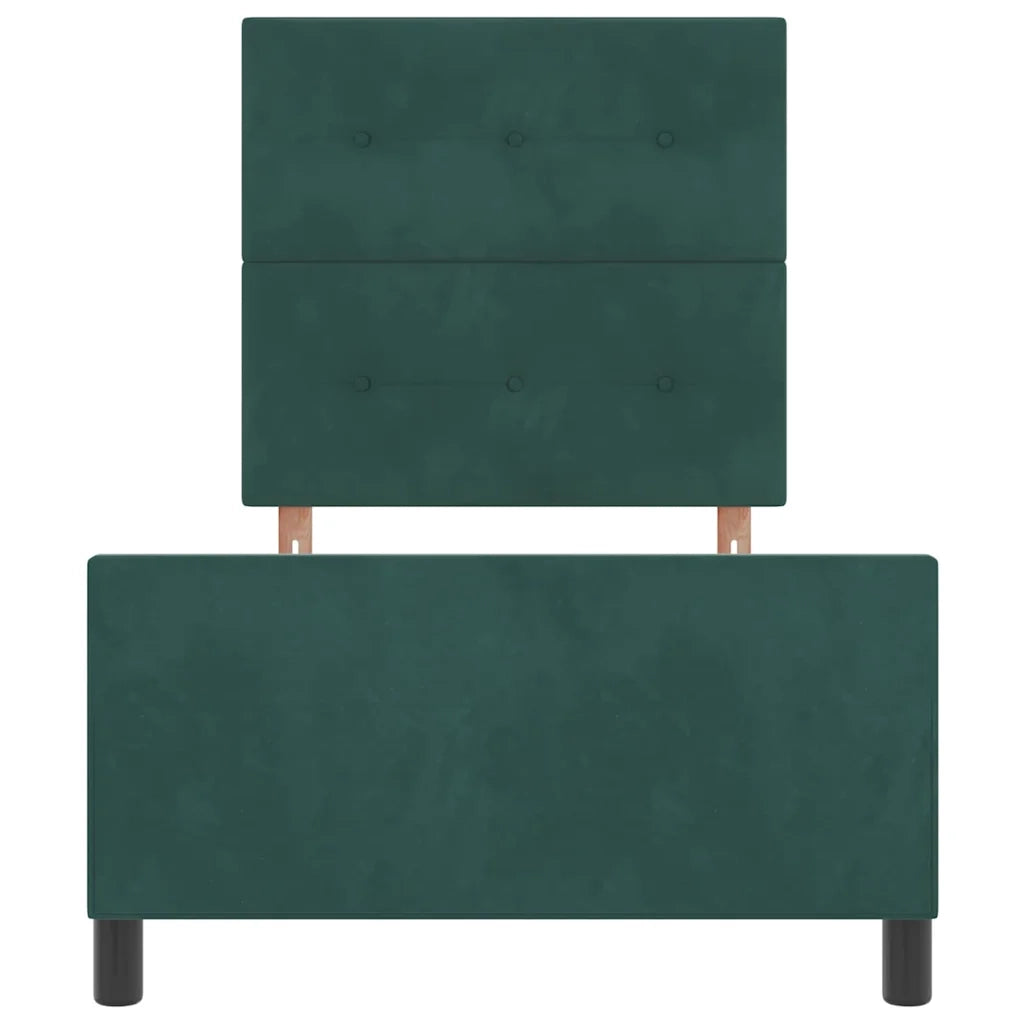 Letto a molle con testiera Verde Scuro 100 x 200 cm Velluto