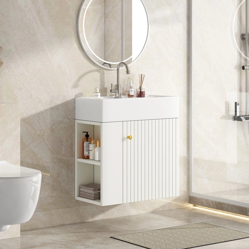 Mobile Bagno con Lavabo e Sottolavabo Pensile 55 cm ¨C Xylo ¨C Bianco