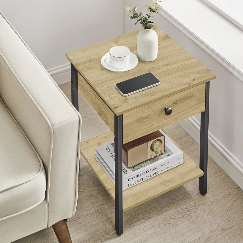 Comodino industriale Artisan con cassetto e ripiano