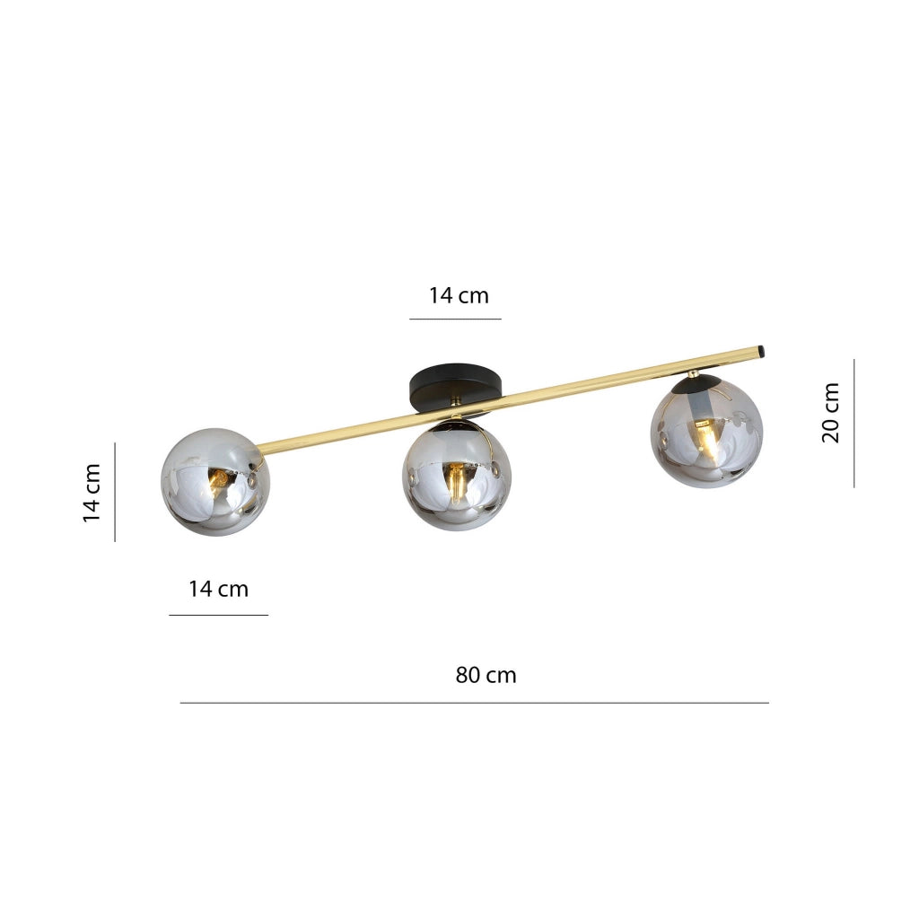 Plafoniera Emibig Splendi 3xE14 oro/grafite dimmer