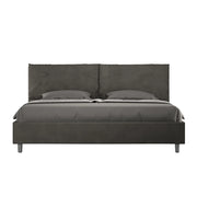 BS COM Letto matrimoniale king size senza rete imbottito 190x190 microfibra grigio Large
