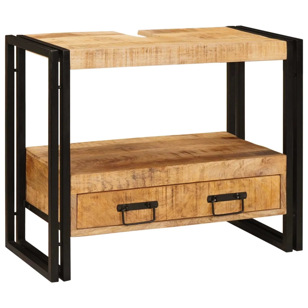 Armadio da bagno con cassetto Marrone Legno di mango massello 4102769