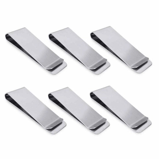 Portafoglio con Design Minimalista - Inox - Contenitore per Denaro e Carte - Sottile e Robusto - Capacità 15 Banconote - 6 Unità - Chiusura in Denaro