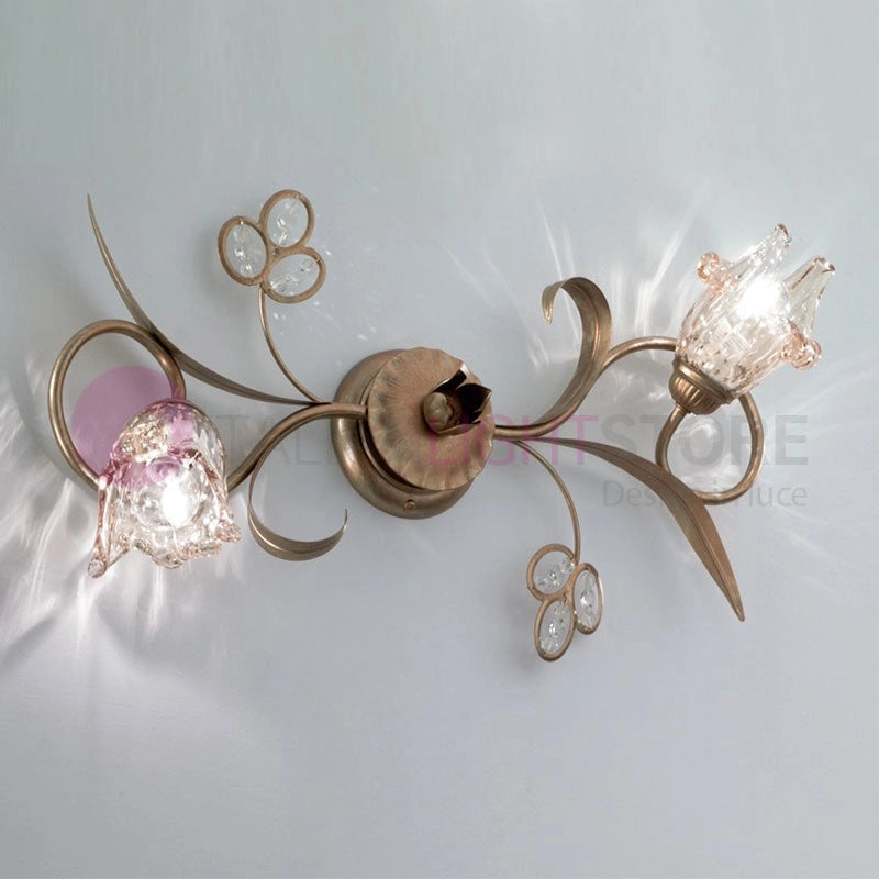 SOFIA Lampada a Parete e Soffitto Plafoniera 2 Luci Stile Classico Rustico