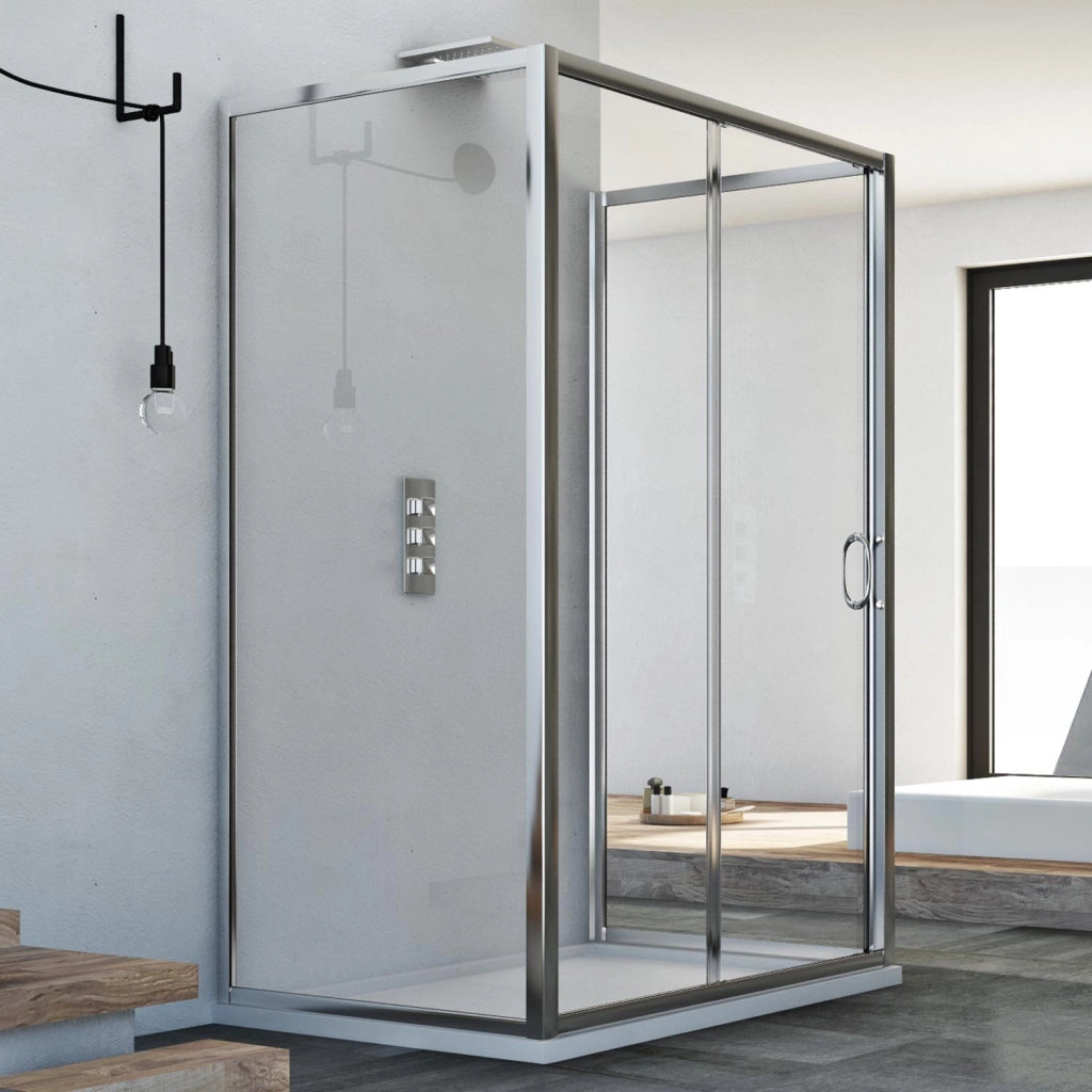 Box Doccia 3 lati 80x140x80 CM H185 trasparente mod. Replay Trio 1 Anta