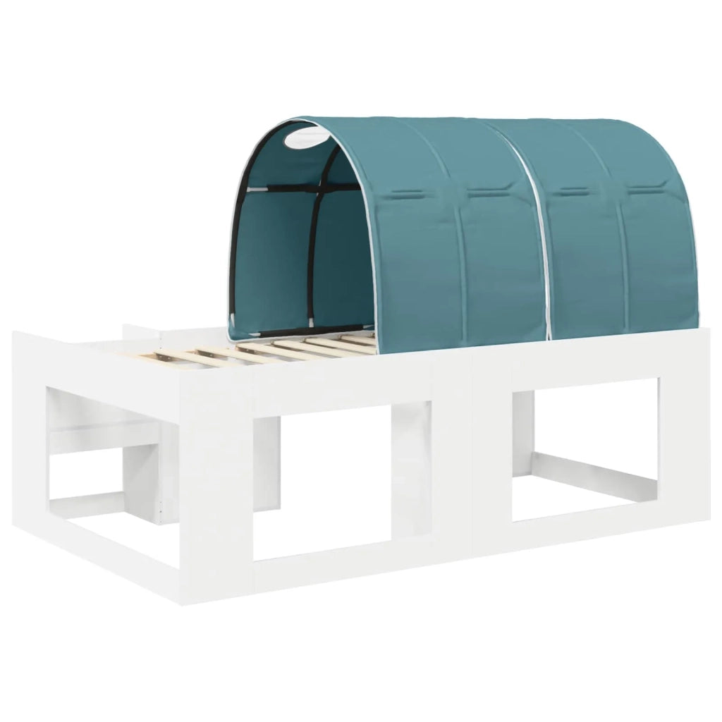 Letto con Tunnel 3 pcs Bianco e azzurro Legno ingegnerizzato