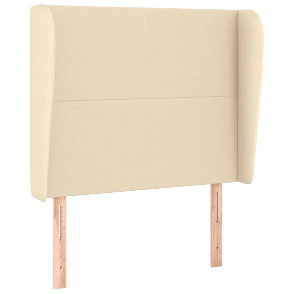 Testiera ad Orecchio-Testata con Orecchie Crema 93x23x118/128 cm in Tessuto 670724