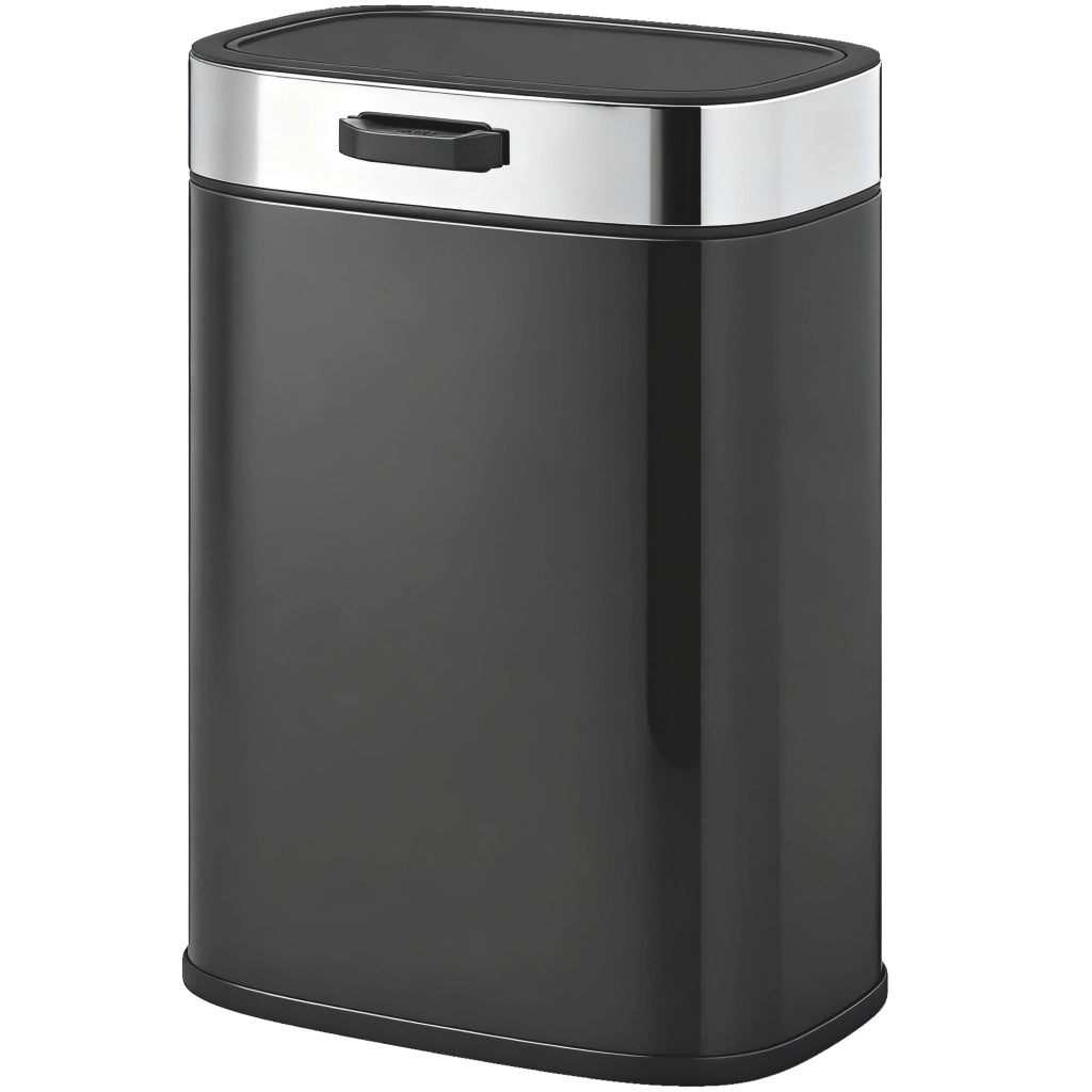 Pattumiera Acciaio Inox ¨C Xylo ¨C Coperchio Aperto, Secchio Interno Estraibile, 21,5x19,5x30cm, Nero
