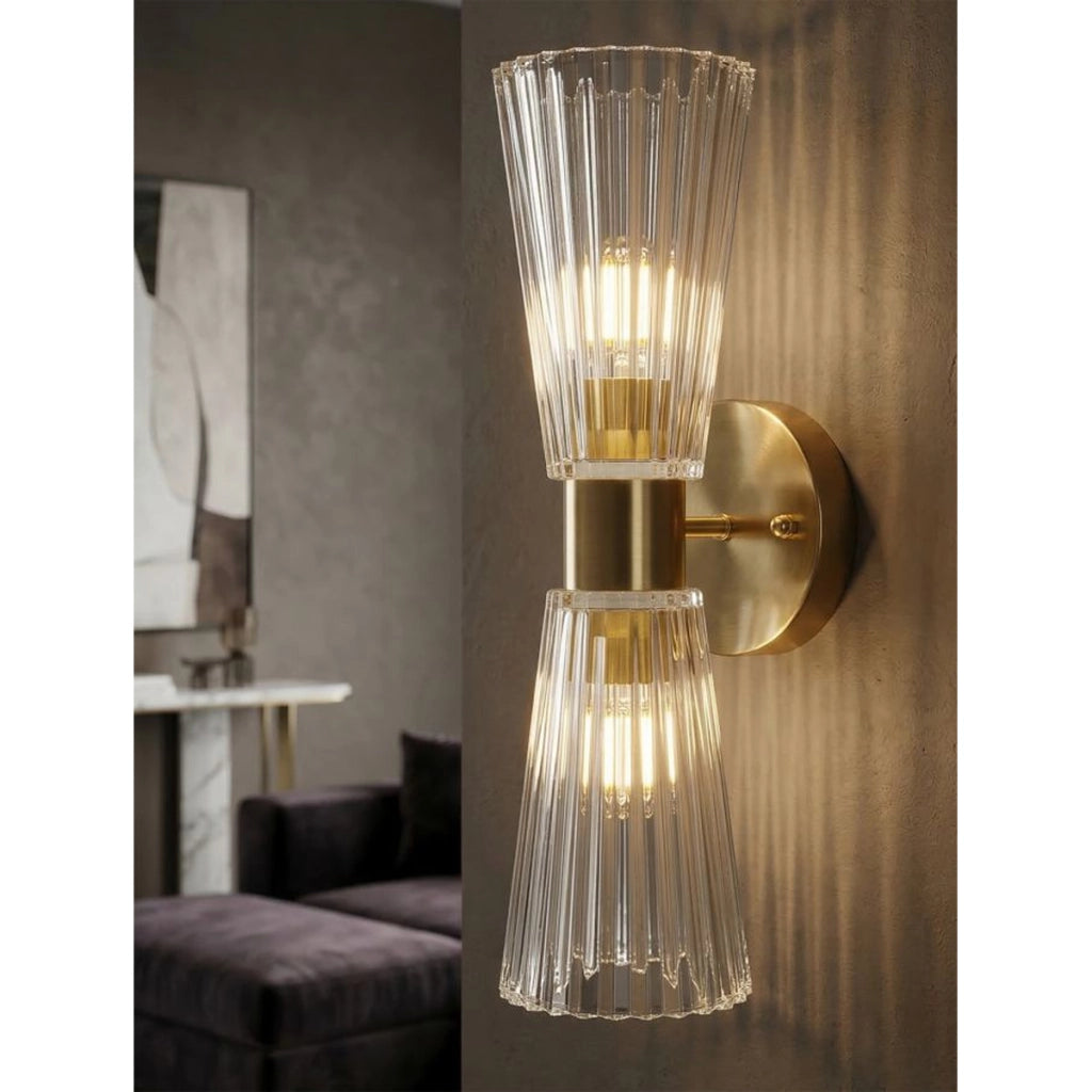 Lampada a Parete VKH908, Oro, Vetro, 11x16x40 cm