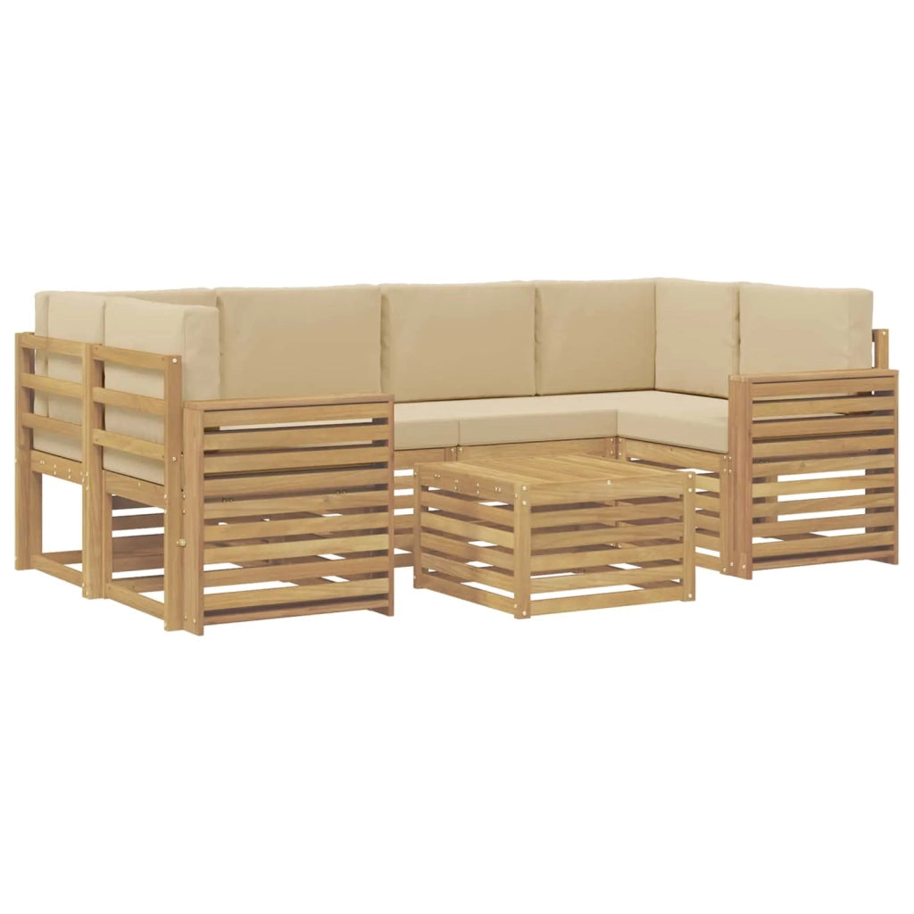 Set di divani da esterno 7 pcs Bianco e Beige Poliestere 3391483