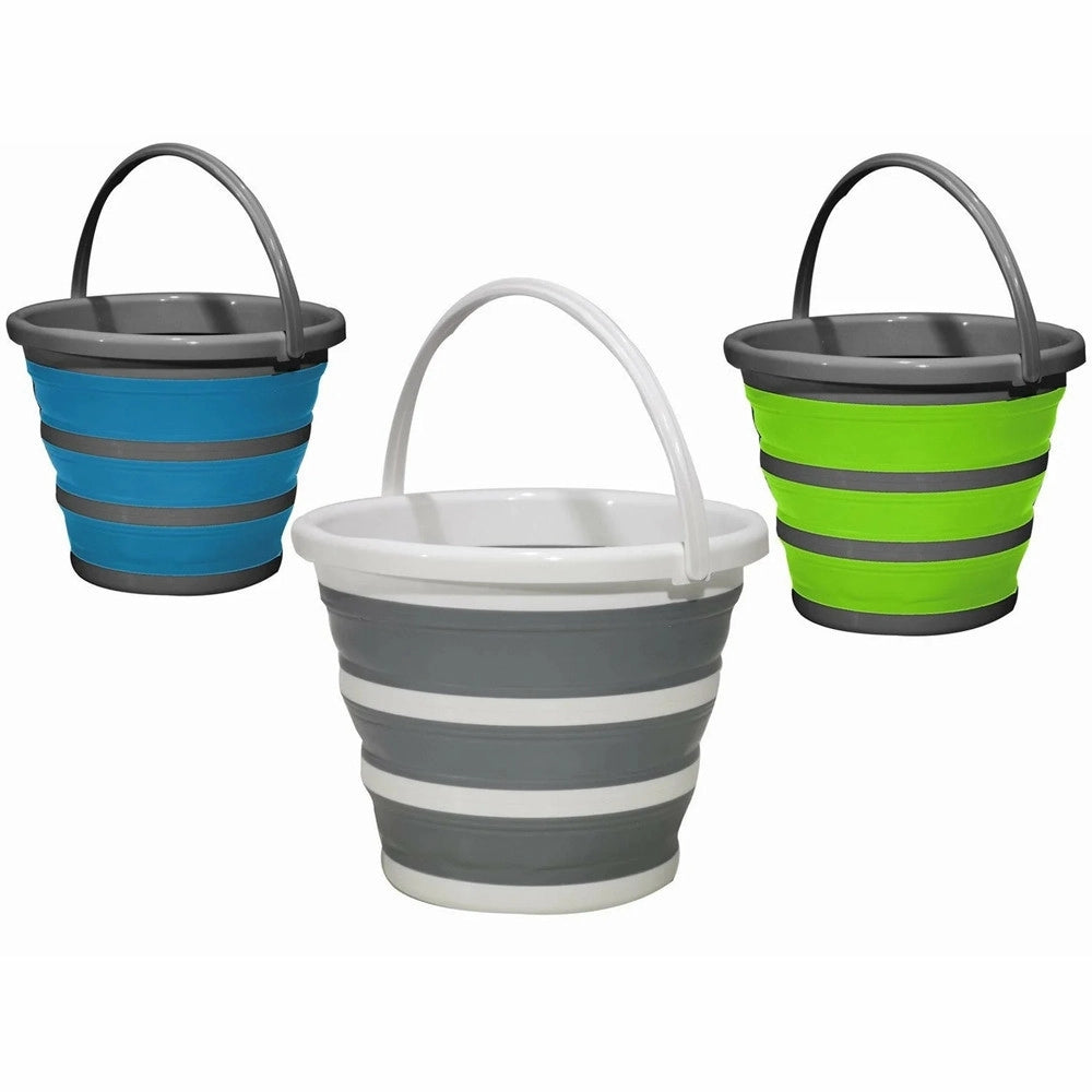 Trade Shop - Secchio Con Manico Multiuso Richiudibile Salvaspazio Capacità 10 Lt In Plastica Silicone -