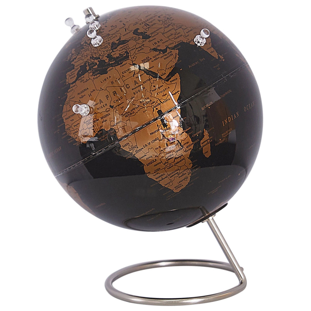 Globo Decorativo mappamondo Rame Nero 25 cm Moderno con Magneti