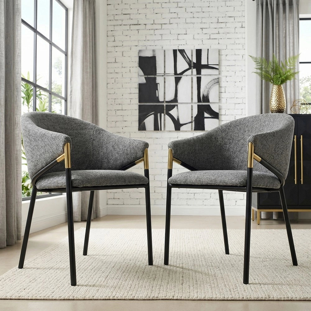 2 Sedie da pranzo comode e traspiranti - Zephmum - Stile moderno, braccioli in acciaio inossidabile dorato, grigio