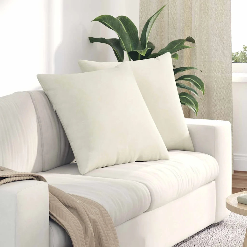 Cuscini da Divano 2 pcs Crema 80 x 80 cm Tessuto in Cords 42014066