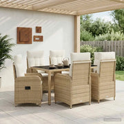 Set da pranzo per esterni 7 pcs Beige e Bianco Crema 3422341