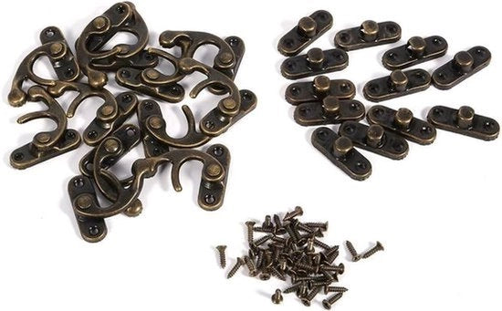 Cassa di Ferro Antico - Chiusura a Chiave - Scatola di Legno - Bloccaggio di Viti - Cassetto per Gioielli - Cassa di Lavorazione - Chiave di Sperone Mini - Bronzo - Adatta per Apertura a Destra.