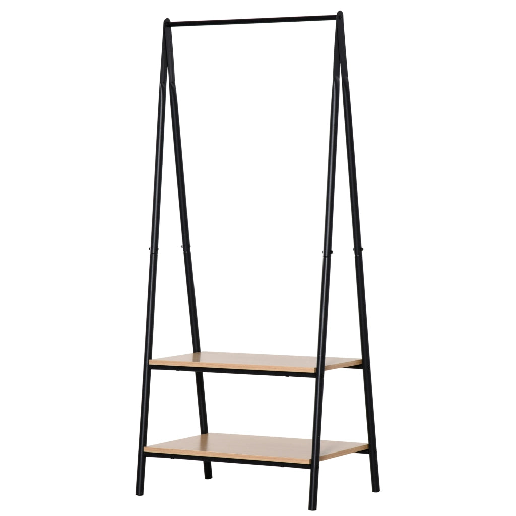 Appendiabiti a triangolo con ripiani ¨C Minimal ¨C MDF legno chiaro, acciaio nero, 64x43x149 cm