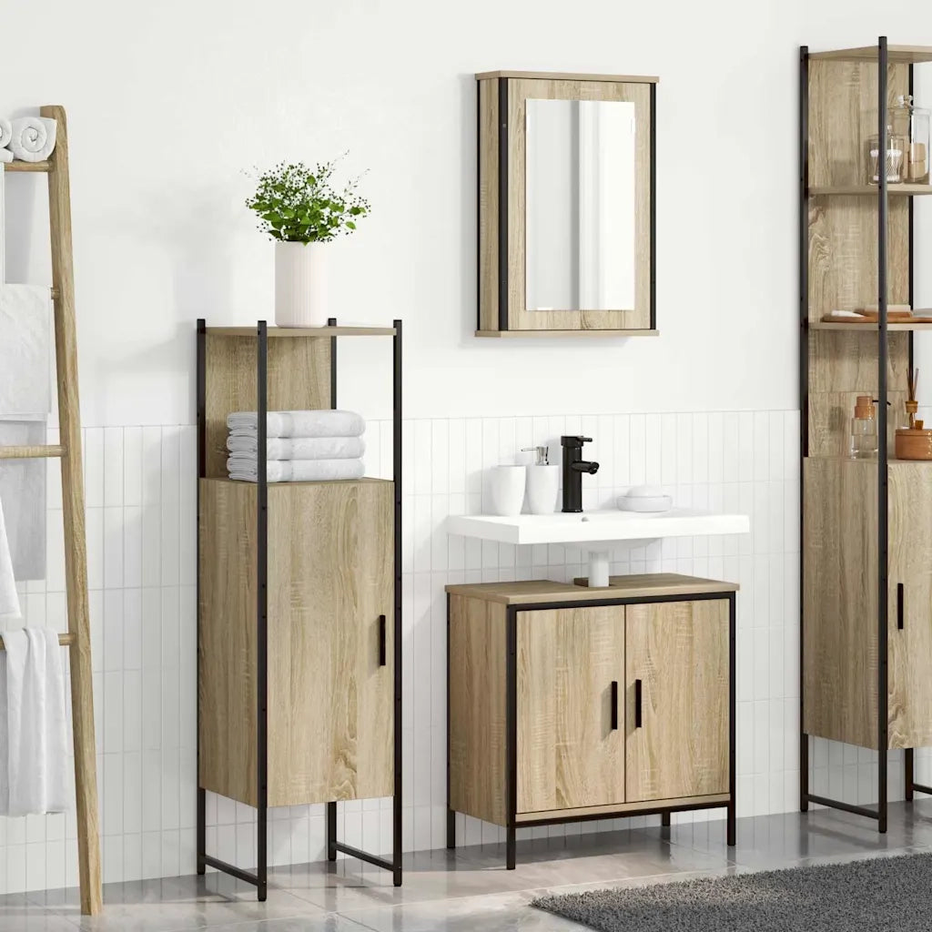 Set di mobili per il bagno 3 pcs Marrone Legno multistrato