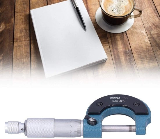 Misuratore di Diametro Professionale con Precisione 0,01 Mm - Misuratore di Bordo - Misuratore di Slitta - Strumento di Misura - Portata 0-25 Mm - Risoluzione 0,03 Mm